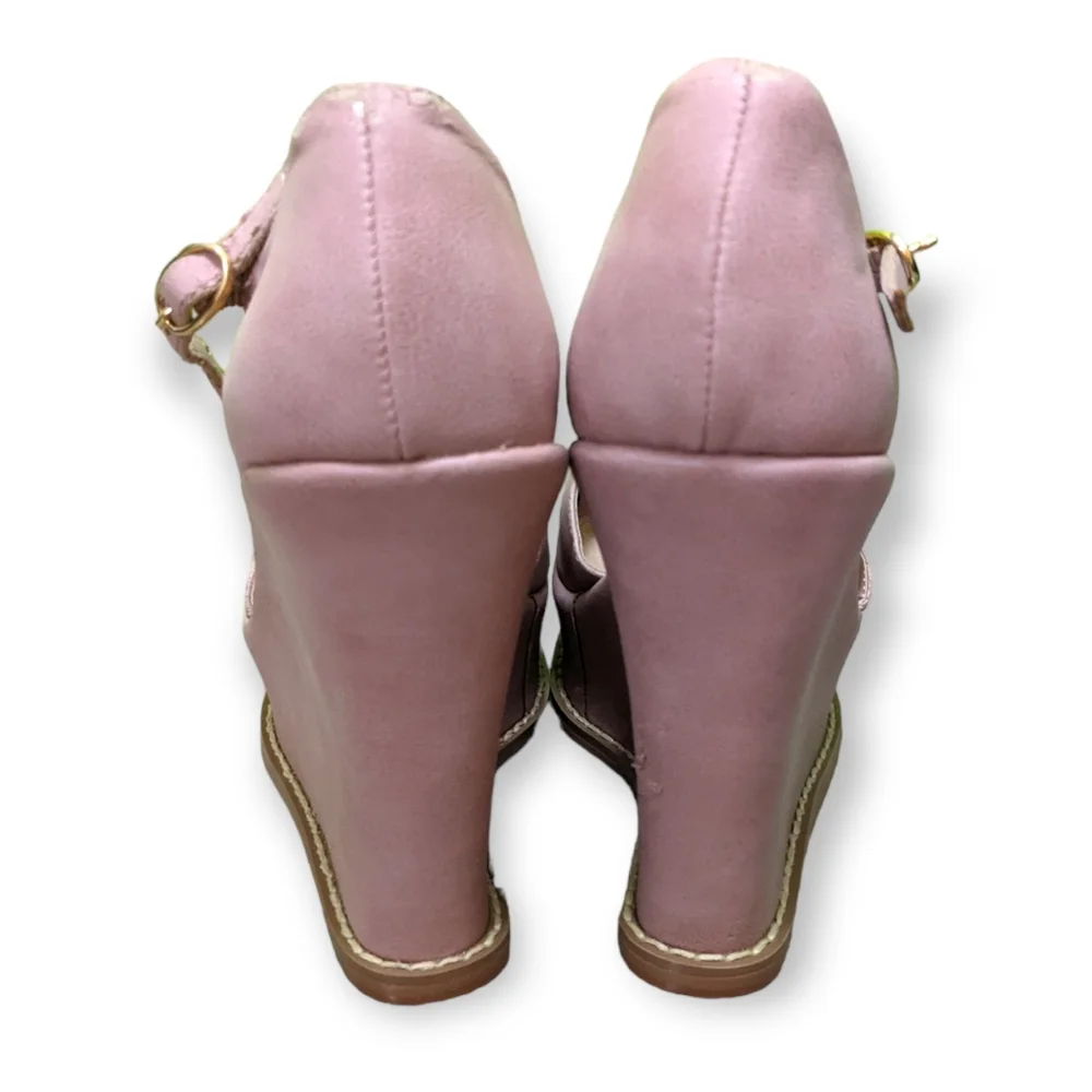 ASOS Pastel Pink Faux Suede Wedge Sandals, US 8 (UK 6)
